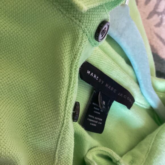 Marc By Marc Jacobs Men's Polo Shirt Medium Green Summer Basic Collared Preppy - Picture 5 of 6